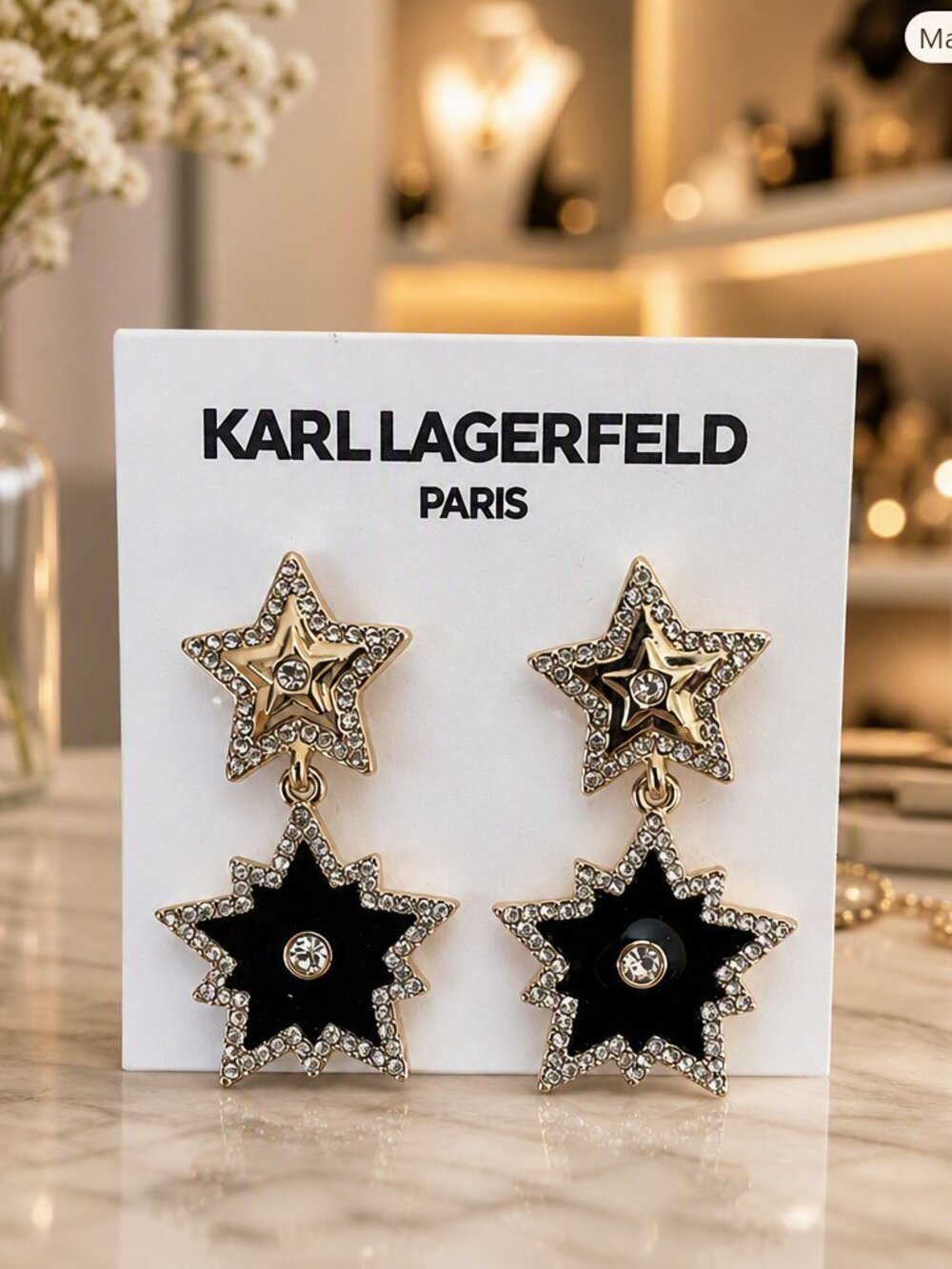 Karl Lagerfeld Star Dangle Earrings NWT